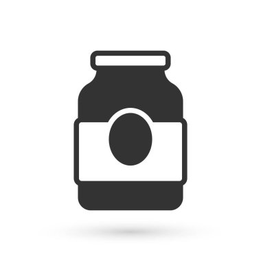 Gri reçel kavanozu simgesi beyaz arkaplanda izole edildi. Vektör