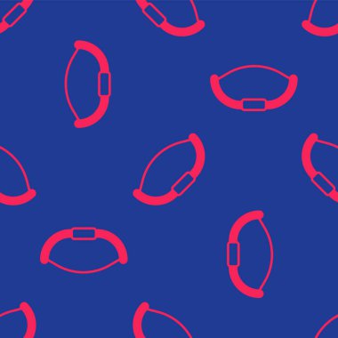 Red Medieval bow icon isolated seamless pattern on blue background. Medieval weapon.  Vector