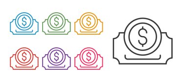 Sinema bileti simgesi beyaz arkaplanda izole edildi. Simgeleri renklendirin. Vektör