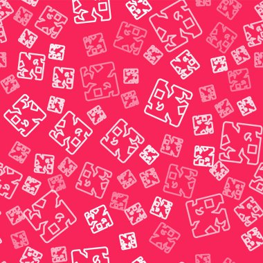 White line Broken cardboard box icon isolated seamless pattern on red background. Box, package, parcel sign. Delivery and packaging.  Vector