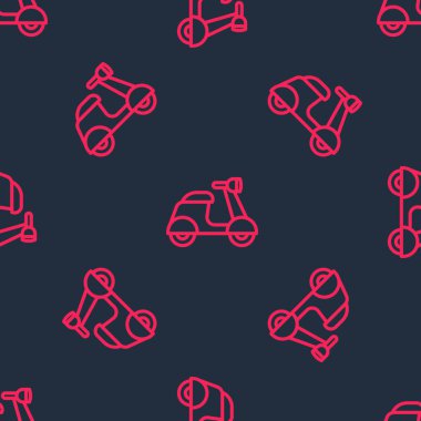 Kırmızı çizgi Scooter simgesi siyah arkaplanda izole edilmiş. Vektör