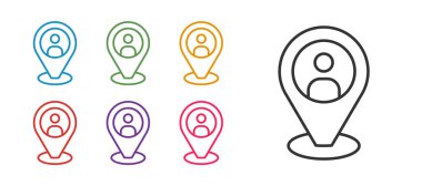 Taksi istemcisi simgesini beyaz arkaplanda izole et. Simgeleri renklendirin. Vektör