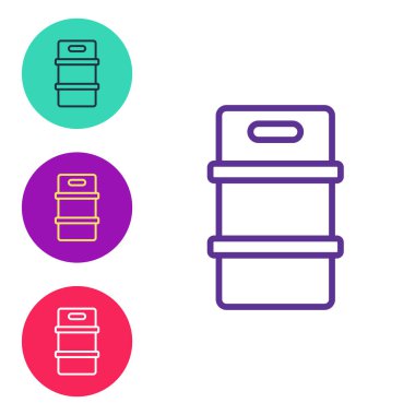 Metal bira fıçısı simgesini beyaz arkaplanda izole et. Simgeleri renklendirin. Vektör
