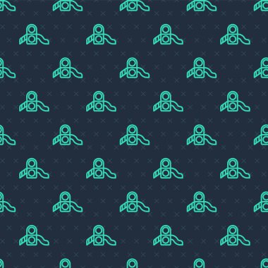 Yeşil çizgi Slayt oyun alanı simgesi mavi arkaplanda izole edilmiş pürüzsüz desen. Çocuklar kayar. Vektör