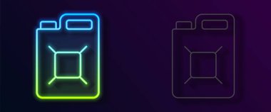 Siyah arka planda izole edilmiş benzin ikonu için parlayan neon hattı kutusu. Dizel gaz ikonu. Vektör