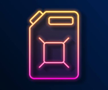 Siyah arka planda izole edilmiş benzin ikonu için parlayan neon hattı kutusu. Dizel gaz ikonu. Vektör