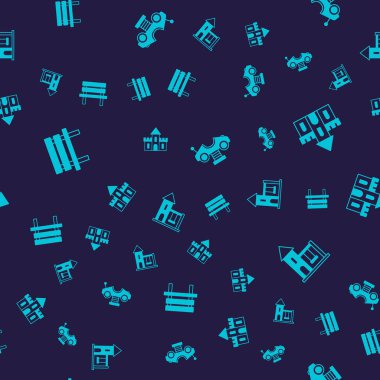 Set Bench, Sand castle, Swing car and for kids on seamless pattern. Vector