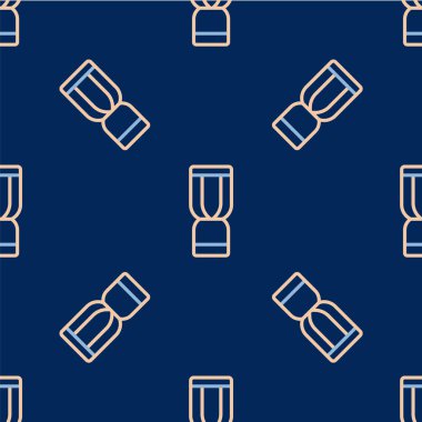Line African djembe drum icon isolated seamless pattern on blue background. Musical instrument.  Vector