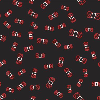 Line Yarn icon isolated seamless pattern on black background. Label for hand made, knitting or tailor shop.  Vector