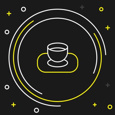 Siyah arka planda izole edilmiş kabın içindeki çizgi soya sosu. Renkli taslak konsepti. Vektör