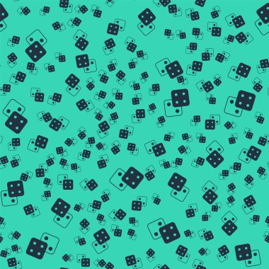 Kara Oyun zar simgesi yeşil arkaplanda izole edilmiş pürüzsüz desen. Kumarhane kumarı. Vektör