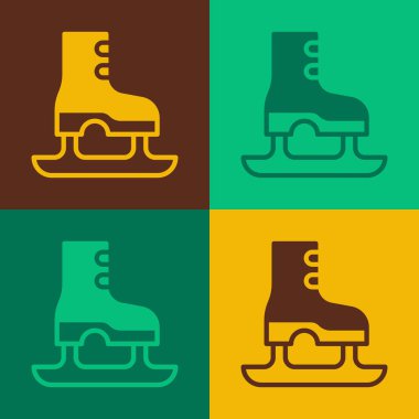 Pop Art Skates ikonu renk arkaplanında izole edilmiş. Buz pateni ayakkabısı ikonu. Kılıçlı spor botlar. Vektör