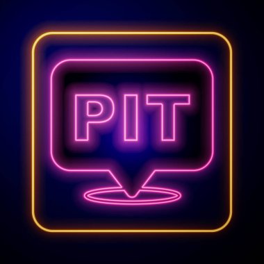 Glowing neon Pit stop icon isolated on black background.  Vector