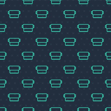 Yeşil çizgi kumaş rulo ikonu mavi arka planda izole edilmiş pürüzsüz desen. Yuvarlan, paspas, halı, halı, halı ya da kağıt rulo ikonu. Vektör