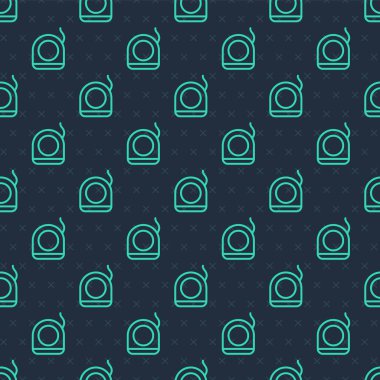 Yeşil çizgi diş ipi simgesi mavi arka planda izole edilmiş kusursuz desen. Vektör