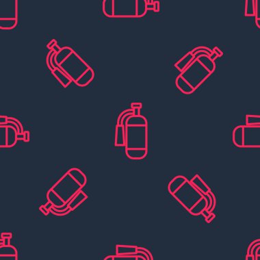 Kırmızı çizgi yangın söndürme ikonu siyah arka planda izole edilmiş. Vektör.