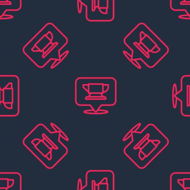 Kırmızı çizgi demirci örs aracı simgesi siyah arkaplanda pürüzsüz desen izole etti. Metal dövmesi. Kalpazanlık aleti. Vektör.