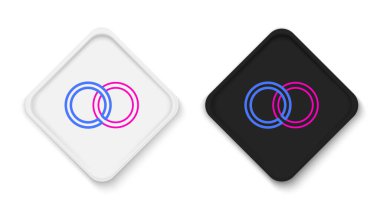 Çizgi Alyansı simgesi beyaz arkaplanda izole edildi. Gelin ve damat mücevher tabelası. Evlilik sembolü. Elmas yüzük. Renkli taslak konsepti. Vektör