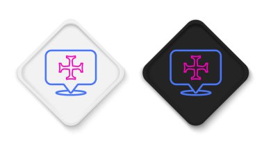 Çizgi Haçlı Seferi simgesi beyaz arkaplanda izole edildi. Renkli taslak konsepti. Vektör