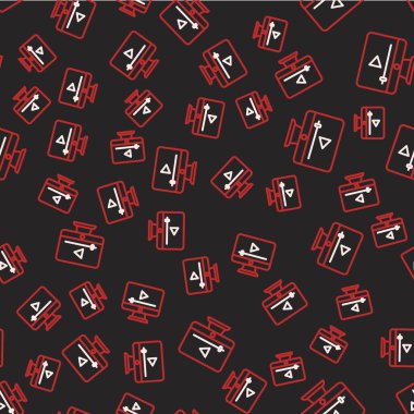 Line Online video simgesi siyah arkaplanda izole edilmiş. Oyun işaretli film şeridi. Vektör