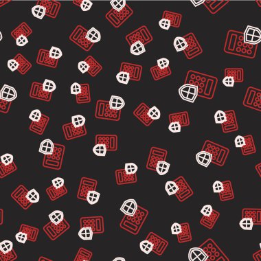 Çizgi Güvenlik Kontrol Paneli simge simgesini siyah arkaplanda izole etti. İçeri girmek için güvenlik sisteminin tuş takımı. Vektör