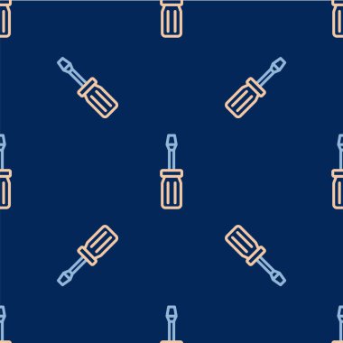 Çizgi Tornavida simgesi mavi arkaplanda izole edilmiş kusursuz desen. Servis aracı sembolü. Vektör