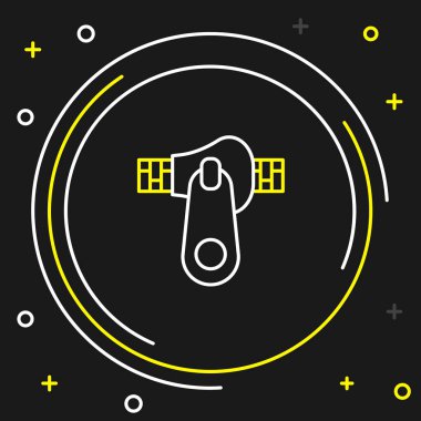 Çizgi fermuarı simgesi siyah arkaplanda izole edildi. Renkli taslak konsepti. Vektör