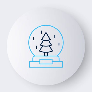 Kar yağan çizgi Noel küresi ve beyaz arka planda izole edilmiş Noel ağacı ikonu. Mutlu Noeller ve mutlu yıllar. Renkli taslak konsepti. Vektör