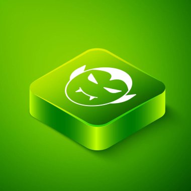 Isometric Vampire icon isolated on green background. Happy Halloween party. Green square button. Vector