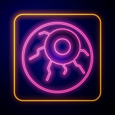 Glowing neon Eye icon isolated on black background. Happy Halloween party.  Vector
