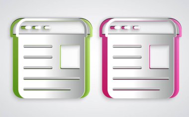 Kağıt kesiği reklam simgesi gri arkaplanda izole edildi. Pazarlama ve tanıtım süreci kavramı. İlgili reklamlar. Sosyal medya reklamcılığı. Kağıt sanatı tarzı. Vektör