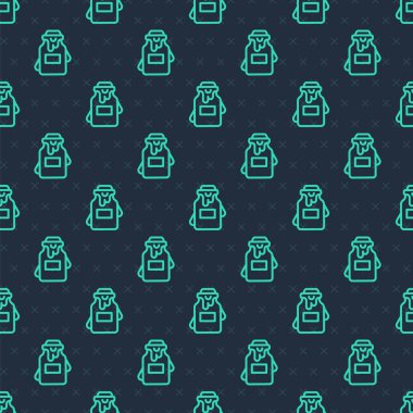 Bal simgesinin yeşil çizgi kavanozu mavi arkaplandaki pürüzsüz deseni izole etti. Yiyecek bankası. Tatlı doğal gıda sembolü. Vektör