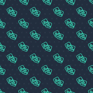 Yeşil çizgi bingo simgesi mavi arkaplanda kusursuz desen izole etti. Amerikan tombala oyunu için piyango biletleri. Vektör.