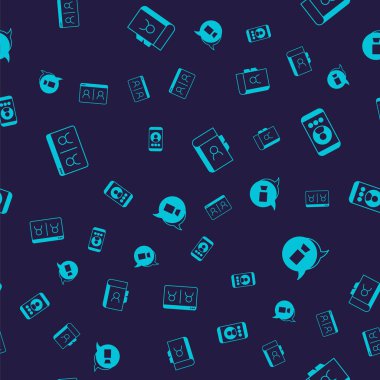 Set Video chat conference Phone book and on seamless pattern. Vector.