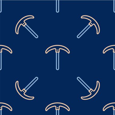 Çizgi Kazma simgesi mavi arkaplanda izole edilmiş kusursuz desen. Vektör