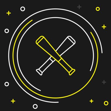 Çizgiyi aşan beyzbol sopası simgesi siyah arka planda izole edilmiş. Renkli taslak konsepti. Vektör