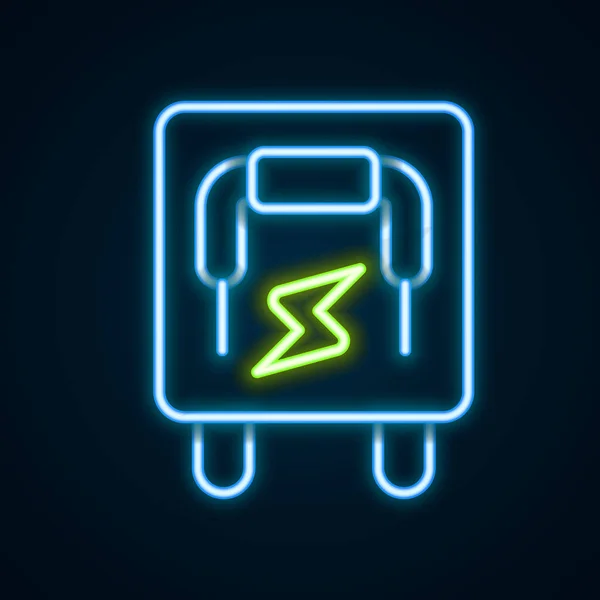 Leuchtende Neon Linie Elektrisches Panel Symbol Isoliert Auf Schwarzem Hintergrund — Stockvektor