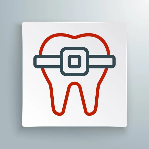 Beyaz Arkaplanda Izole Edilmiş Diş Teli Simgesi Diş Isırığının Hizası — Stok Vektör