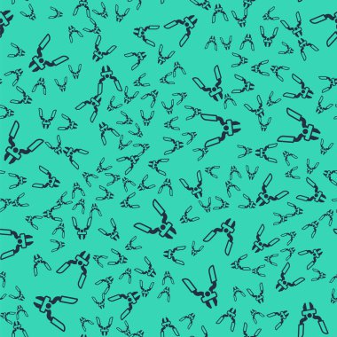 Siyah Pense araç simgesi yeşil arkaplandaki kusursuz deseni izole etti. Pense endüstriyel mekanik su tesisatında çalışıyor. Vektör