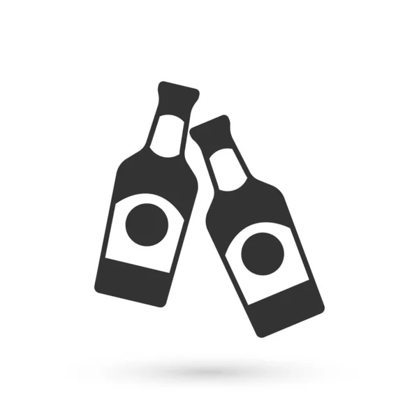 Icône Bouteille Bière Grise Isolée Sur Fond Blanc Vecteur — Image vectorielle
