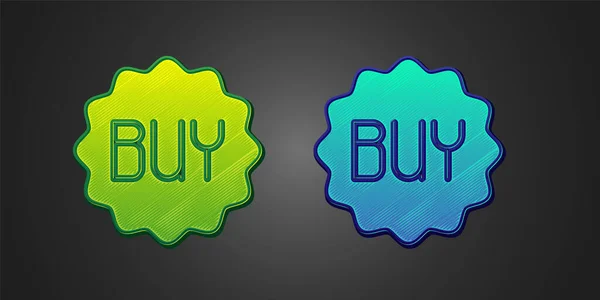 Verde Azul Comprar Ícone Botão Isolado Fundo Preto Vetor — Vetor de Stock