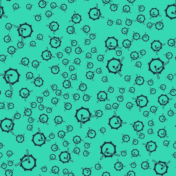 Black Drum Drum Sticks Icon Isolated Seamless Pattern Green Background — Διανυσματικό Αρχείο