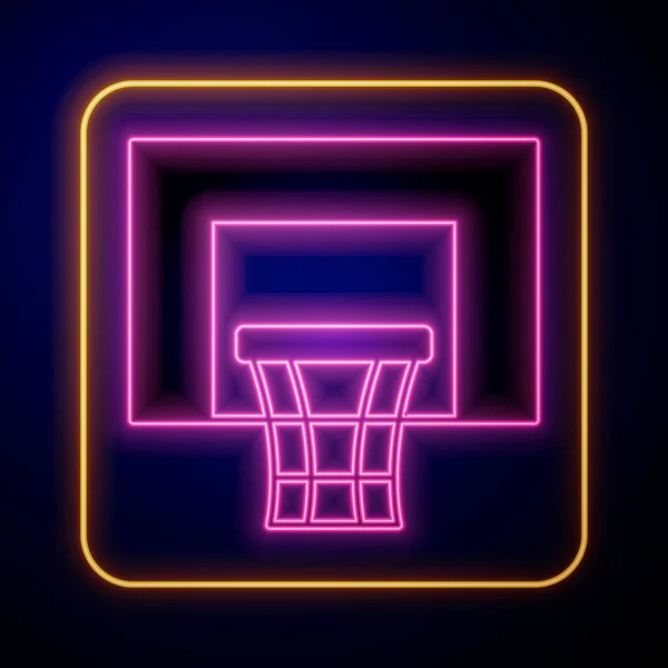 Светящийся Неоновый Баскетбольный Значок Черном Фоне Вектор — стоковый вектор