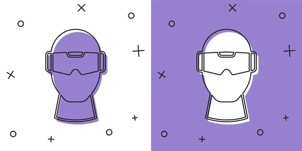 Set Virtual Reality Glasses Icon Isolated White Purple Background Stereoscopic — Stock Vector