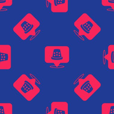 Kırmızı Thimble ikon dikmek için mavi arkaplanda izole edilmiş pürüzsüz desen. Vektör