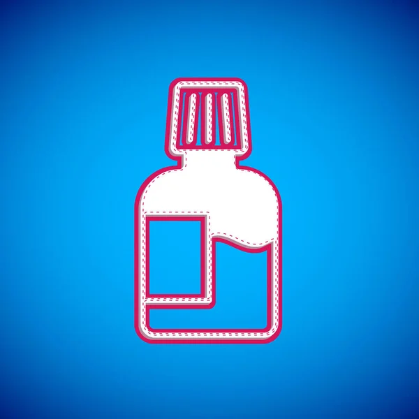 White Mouthwash Plastic Bottle Icon Isolated Blue Background Liquid Rinsing — Stock Vector