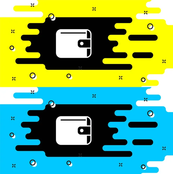 白色钱包图标孤立在黑色背景 钱包图标 现金储蓄符号 — 图库矢量图片