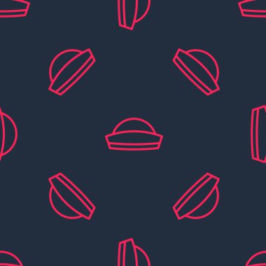 Kırmızı çizgi denizci şapkası simgesi siyah arka planda izole edilmiş. Vektör