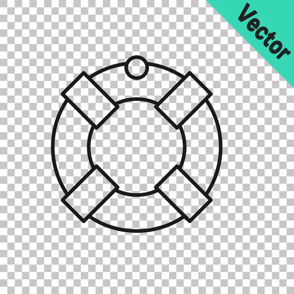 Black Line Lifebuoy Icon Isolated Transparent Background Lifebelt Symbol Vector — Stock Vector