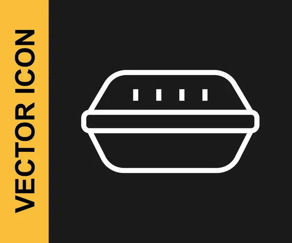 Weiße Linie Lunchbox Symbol Isoliert Auf Schwarzem Hintergrund Vektor — Stockvektor